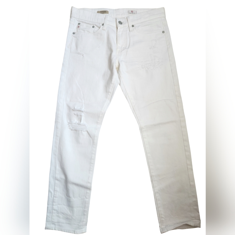 Agolde White Distressed Piper Crop Slouchy Slim Size 27